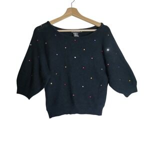 L.B. Diffusion Women's Embellished Knit Silk Angora Sweater Small 90's Y2K